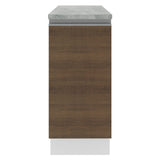 Mueble Inferior de Cocina Glamy Blanco y Marron 35x84cm con Mesón de Madera y sin Estufa con 2 Entrepaños - MUEBLES INFERIORES DE COCINA | Bylmo