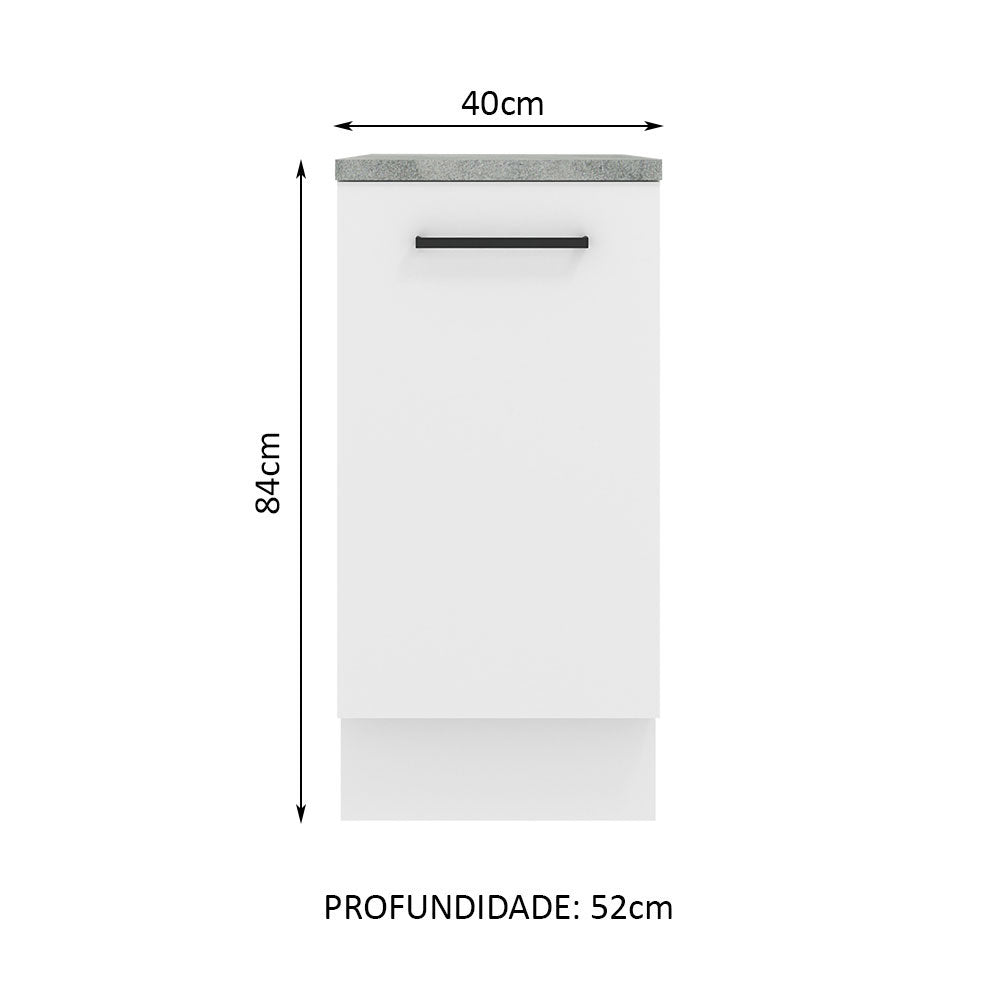 Mueble Inferior de Cocina Agata Blanco 40x84cm con Mesón de Madera y sin Estufa con 2 Entrepaños - MUEBLES INFERIORES DE COCINA | Bylmo