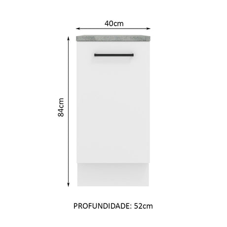 Mueble Inferior de Cocina Agata Blanco 40x84cm con Mesón de Madera y sin Estufa con 2 Entrepaños - MUEBLES INFERIORES DE COCINA | Bylmo
