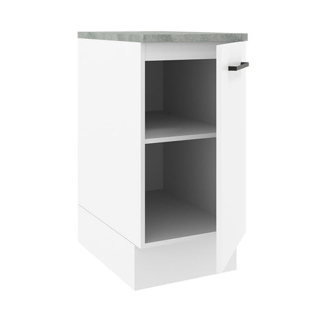 Mueble Inferior de Cocina Agata Blanco 40x84cm con Mesón de Madera y sin Estufa con 2 Entrepaños - MUEBLES INFERIORES DE COCINA | Bylmo