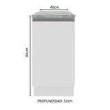 Mueble Inferior de Cocina Glamy Blanco 40x84cm con Mesón de Madera y sin Estufa con 2 Entrepaños - MUEBLES INFERIORES DE COCINA | Bylmo