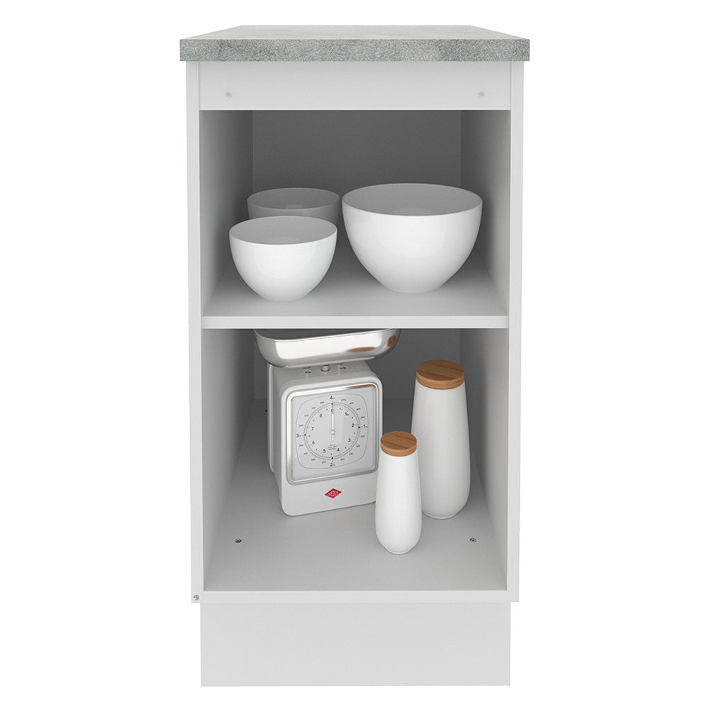 Mueble Inferior de Cocina Glamy Blanco 40x84cm con Mesón de Madera y sin Estufa con 2 Entrepaños - MUEBLES INFERIORES DE COCINA | Bylmo