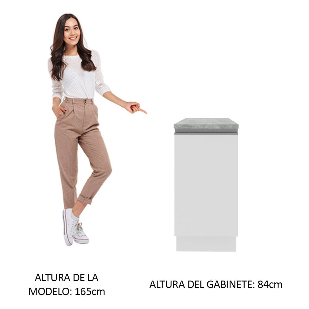Mueble Inferior de Cocina Glamy Blanco 40x84cm con Mesón de Madera y sin Estufa con 2 Entrepaños - MUEBLES INFERIORES DE COCINA | Bylmo