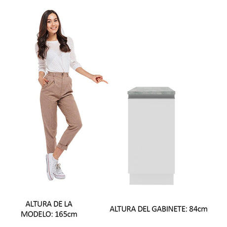Mueble Inferior de Cocina Glamy Blanco 40x84cm con Mesón de Madera y sin Estufa con 2 Entrepaños - MUEBLES INFERIORES DE COCINA | Bylmo