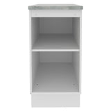 Mueble Inferior de Cocina Glamy Blanco 40x84cm con Mesón de Madera y sin Estufa con 2 Entrepaños - MUEBLES INFERIORES DE COCINA | Bylmo