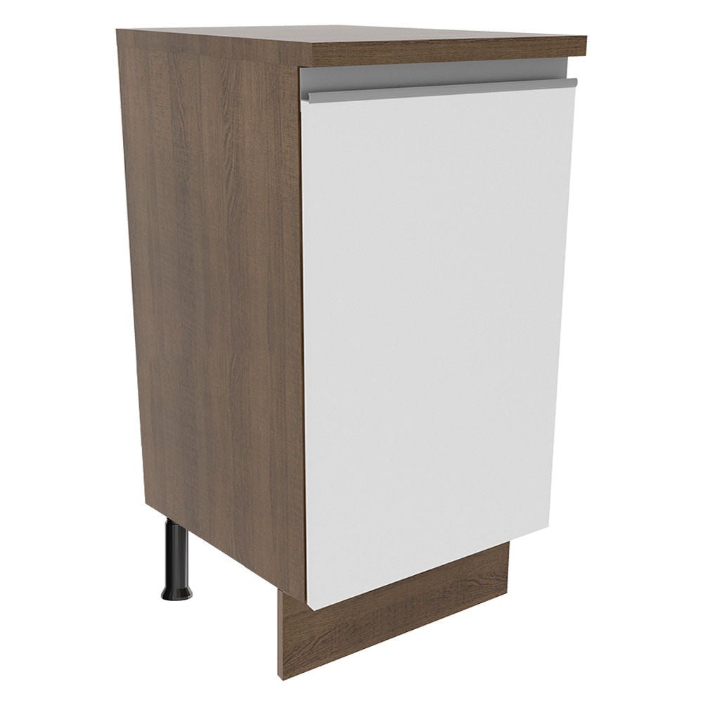 Mueble Inferior de Cocina Glamy Marron y Blanco 40x84cm con Mesón de Madera y sin Estufa con 2 Entrepaños - MUEBLES INFERIORES DE COCINA | Bylmo