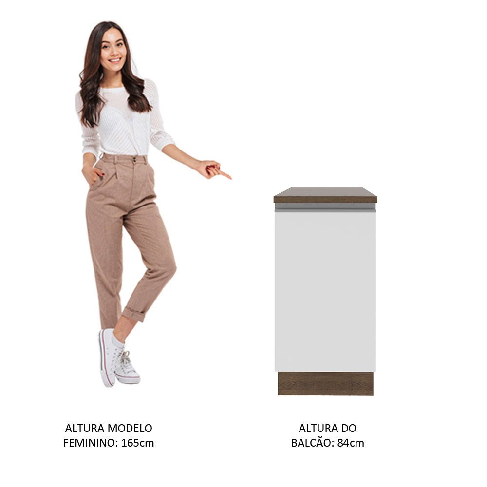 Mueble Inferior de Cocina Glamy Marron y Blanco 40x84cm con Mesón de Madera y sin Estufa con 2 Entrepaños - MUEBLES INFERIORES DE COCINA | Bylmo