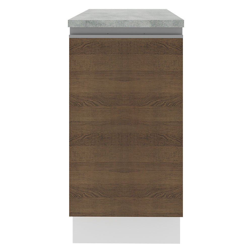 Mueble Inferior de Cocina Glamy Blanco y Marron 40x84cm con Mesón de Madera y sin Estufa con 2 Entrepaños - MUEBLES INFERIORES DE COCINA | Bylmo