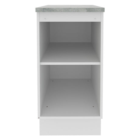 Mueble Inferior de Cocina Glamy Blanco y Marron 40x84cm con Mesón de Madera y sin Estufa con 2 Entrepaños - MUEBLES INFERIORES DE COCINA | Bylmo