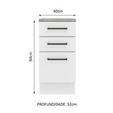 Mueble Inferior de Cocina Agata Blanco 40x84cm con Mesón de Madera y sin Estufa con 3 Cajones - MUEBLES INFERIORES DE COCINA | Bylmo