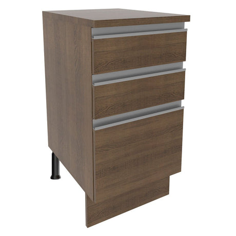 Mueble Inferior de Cocina Glamy Marron 40x84cm con Mesón de Madera y sin Estufa con 3 Cajones - MUEBLES INFERIORES DE COCINA | Bylmo