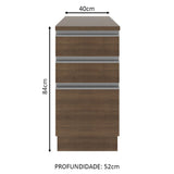 Mueble Inferior de Cocina Glamy Marron 40x84cm con Mesón de Madera y sin Estufa con 3 Cajones - MUEBLES INFERIORES DE COCINA | Bylmo