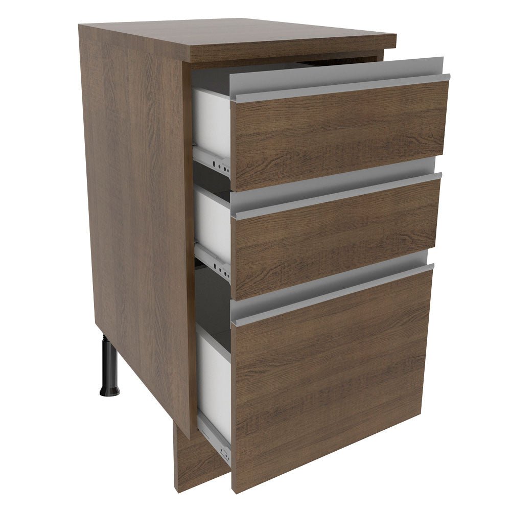 Mueble Inferior de Cocina Glamy Marron 40x84cm con Mesón de Madera y sin Estufa con 3 Cajones - MUEBLES INFERIORES DE COCINA | Bylmo