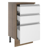 Mueble Inferior de Cocina Glamy Marron y Blanco 40x84cm con Mesón de Madera y sin Estufa con 3 Cajones - MUEBLES INFERIORES DE COCINA | Bylmo