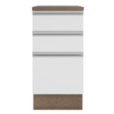Mueble Inferior de Cocina Glamy Marron y Blanco 40x84cm con Mesón de Madera y sin Estufa con 3 Cajones - MUEBLES INFERIORES DE COCINA | Bylmo
