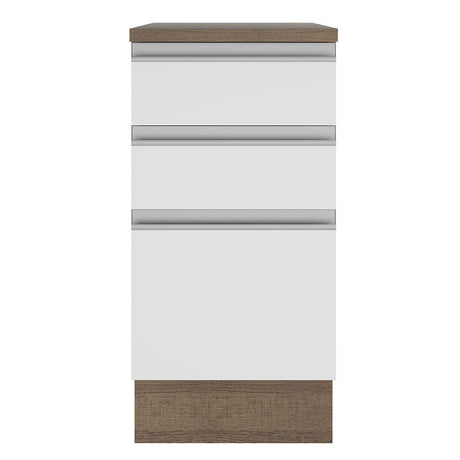 Mueble Inferior de Cocina Glamy Marron y Blanco 40x84cm con Mesón de Madera y sin Estufa con 3 Cajones - MUEBLES INFERIORES DE COCINA | Bylmo