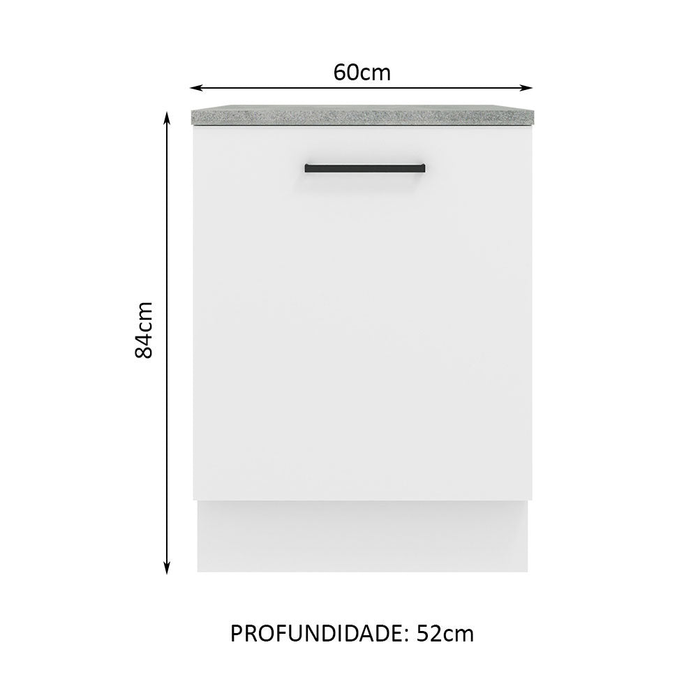 Mueble Inferior de Cocina Agata Blanco 60x84cm con Mesón de Madera y sin Estufa con 2 Entrepaños - MUEBLES INFERIORES DE COCINA | Bylmo