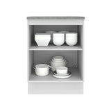 Mueble Inferior de Cocina Agata Blanco 60x84cm con Mesón de Madera y sin Estufa con 2 Entrepaños - MUEBLES INFERIORES DE COCINA | Bylmo