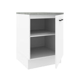 Mueble Inferior de Cocina Agata Blanco 60x84cm con Mesón de Madera y sin Estufa con 2 Entrepaños - MUEBLES INFERIORES DE COCINA | Bylmo