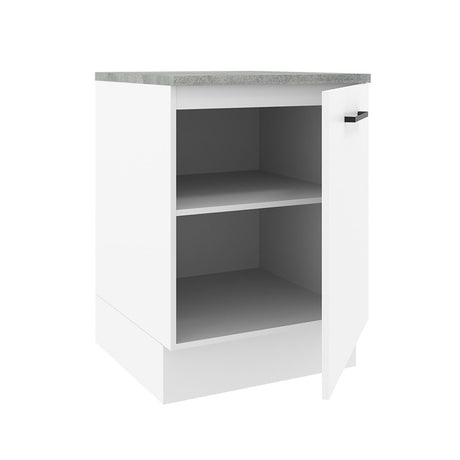 Mueble Inferior de Cocina Agata Blanco 60x84cm con Mesón de Madera y sin Estufa con 2 Entrepaños - MUEBLES INFERIORES DE COCINA | Bylmo