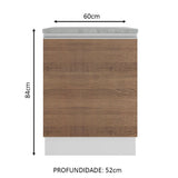 Mueble Inferior de Cocina Glamy Blanco y Marron 60x84cm con Mesón de Madera y sin Estufa con 2 Entrepaños - MUEBLES INFERIORES DE COCINA | Bylmo