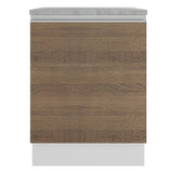 Mueble Inferior de Cocina Glamy Blanco y Marron 60x84cm con Mesón de Madera y sin Estufa con 2 Entrepaños - MUEBLES INFERIORES DE COCINA | Bylmo