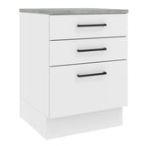 Mueble Inferior de Cocina Agata Blanco 60x84cm con Mesón de Madera y sin Estufa con 3 Cajones - MUEBLES INFERIORES DE COCINA | Bylmo