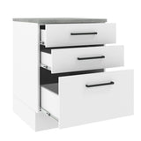 Mueble Inferior de Cocina Agata Blanco 60x84cm con Mesón de Madera y sin Estufa con 3 Cajones - MUEBLES INFERIORES DE COCINA | Bylmo