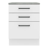 Mueble Inferior de Cocina Agata Blanco 60x84cm con Mesón de Madera y sin Estufa con 3 Cajones - MUEBLES INFERIORES DE COCINA | Bylmo