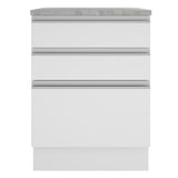 Mueble Inferior de Cocina Glamy Blanco 60x84cm con Mesón de Madera y sin Estufa con 3 Cajones - MUEBLES INFERIORES DE COCINA | Bylmo