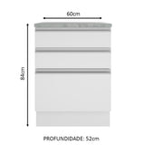 Mueble Inferior de Cocina Glamy Blanco 60x84cm con Mesón de Madera y sin Estufa con 3 Cajones - MUEBLES INFERIORES DE COCINA | Bylmo