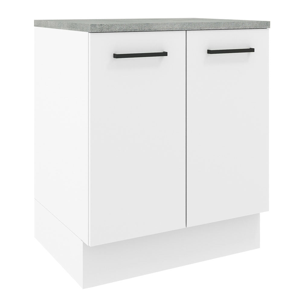 Mueble Inferior de Cocina Agata Blanco 70x84cm con Mesón de Madera y sin Estufa con 2 Entrepaños - MUEBLES INFERIORES DE COCINA | Bylmo