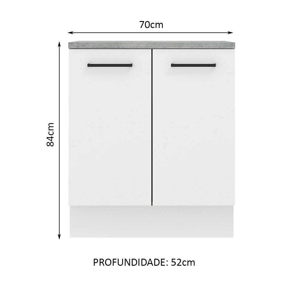 Mueble Inferior de Cocina Agata Blanco 70x84cm con Mesón de Madera y sin Estufa con 2 Entrepaños - MUEBLES INFERIORES DE COCINA | Bylmo