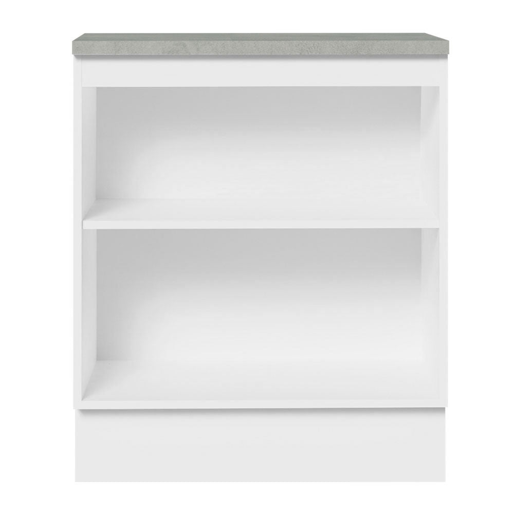 Mueble Inferior de Cocina Agata Blanco 70x84cm con Mesón de Madera y sin Estufa con 2 Entrepaños - MUEBLES INFERIORES DE COCINA | Bylmo