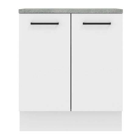 Mueble Inferior de Cocina Agata Blanco 70x84cm con Mesón de Madera y sin Estufa con 2 Entrepaños - MUEBLES INFERIORES DE COCINA | Bylmo