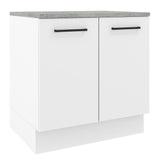 Mueble Inferior de Cocina Agata Blanco 80x84cm con Mesón de Madera y sin Estufa con 2 Entrepaños - MUEBLES INFERIORES DE COCINA | Bylmo