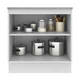 Mueble Inferior de Cocina Agata Blanco 80x84cm con Mesón de Madera y sin Estufa con 2 Entrepaños - MUEBLES INFERIORES DE COCINA | Bylmo