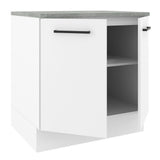Mueble Inferior de Cocina Agata Blanco 80x84cm con Mesón de Madera y sin Estufa con 2 Entrepaños - MUEBLES INFERIORES DE COCINA | Bylmo