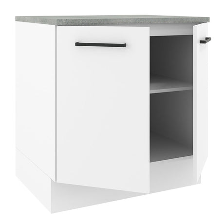 Mueble Inferior de Cocina Agata Blanco 80x84cm con Mesón de Madera y sin Estufa con 2 Entrepaños - MUEBLES INFERIORES DE COCINA | Bylmo