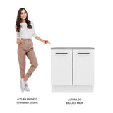 Mueble Inferior de Cocina Agata Blanco 80x84cm con Mesón de Madera y sin Estufa con 2 Entrepaños - MUEBLES INFERIORES DE COCINA | Bylmo