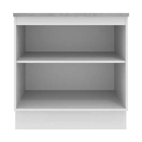 Mueble Inferior de Cocina Agata Blanco 80x84cm con Mesón de Madera y sin Estufa con 2 Entrepaños - MUEBLES INFERIORES DE COCINA | Bylmo