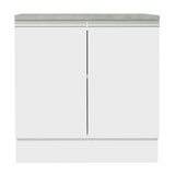 Mueble Inferior de Cocina Glamy Blanco 80x84cm con Mesón de Madera y sin Estufa con 2 Entrepaños - MUEBLES INFERIORES DE COCINA | Bylmo