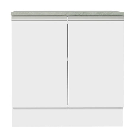 Mueble Inferior de Cocina Glamy Blanco 80x84cm con Mesón de Madera y sin Estufa con 2 Entrepaños - MUEBLES INFERIORES DE COCINA | Bylmo