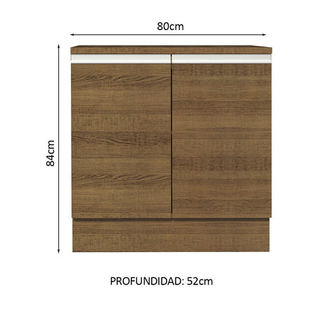 Mueble Inferior de Cocina Glamy Marron 80x84cm con Mesón de Madera y sin Estufa con 2 Entrepaños - MUEBLES INFERIORES DE COCINA | Bylmo