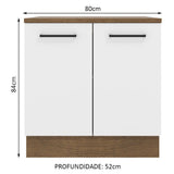 Mueble Inferior de Cocina Agata Marron y Blanco 80x84cm con Mesón de Madera y sin Estufa con 2 Entrepaños - MUEBLES INFERIORES DE COCINA | Bylmo