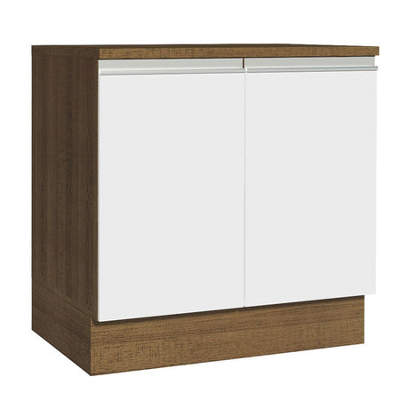 Mueble Inferior de Cocina Glamy Marron y Blanco 80x84cm con Mesón de Madera y sin Estufa con 2 Entrepaños - MUEBLES INFERIORES DE COCINA | Bylmo