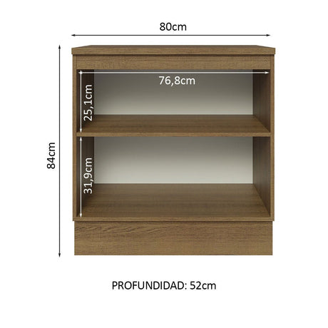 Mueble Inferior de Cocina Glamy Marron y Blanco 80x84cm con Mesón de Madera y sin Estufa con 2 Entrepaños - MUEBLES INFERIORES DE COCINA | Bylmo