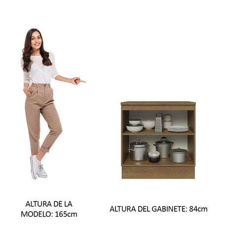 Mueble Inferior de Cocina Glamy Marron y Blanco 80x84cm con Mesón de Madera y sin Estufa con 2 Entrepaños - MUEBLES INFERIORES DE COCINA | Bylmo