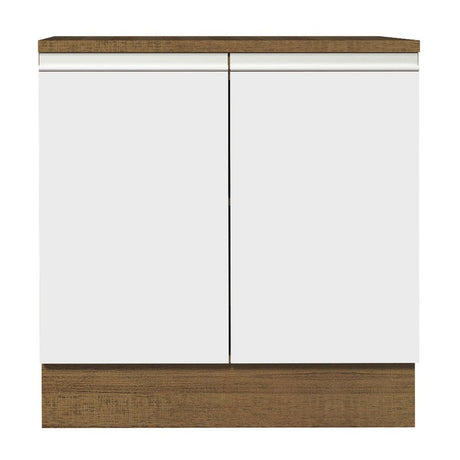 Mueble Inferior de Cocina Glamy Marron y Blanco 80x84cm con Mesón de Madera y sin Estufa con 2 Entrepaños - MUEBLES INFERIORES DE COCINA | Bylmo