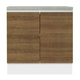 Mueble Inferior de Cocina Glamy Blanco y Marron 80x84cm con Mesón de Madera y sin Estufa con 2 Entrepaños - MUEBLES INFERIORES DE COCINA | Bylmo